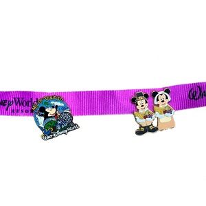 Authentic Walt Disney pin lanyard. Two Mickey Mouse pins! Cute for Disney lover!